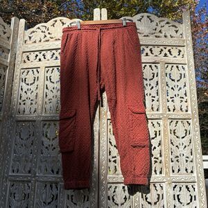 JOHNNY WAS Pete & Greta Embroidered Rust Jogger Pants With Pockets Size Small